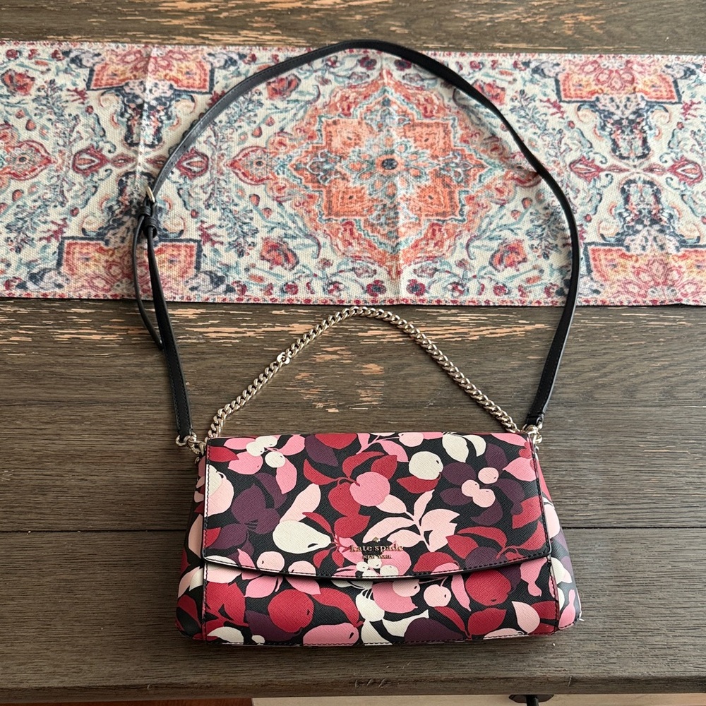 Kate Spade Red, Purple, Black and Pink Floral Shoulder Bag